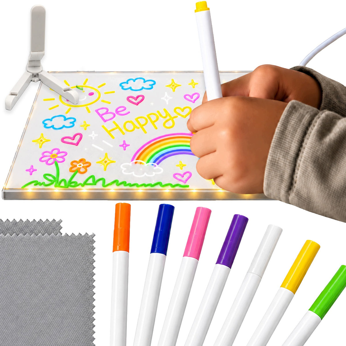 30X20 ILLUMINATED LED DRAWING BOARD WASHABLE GLOWING PENS SET Manufacturer code TABLICA PODŚWIETLANA LED 30X20CM MEMFLOW