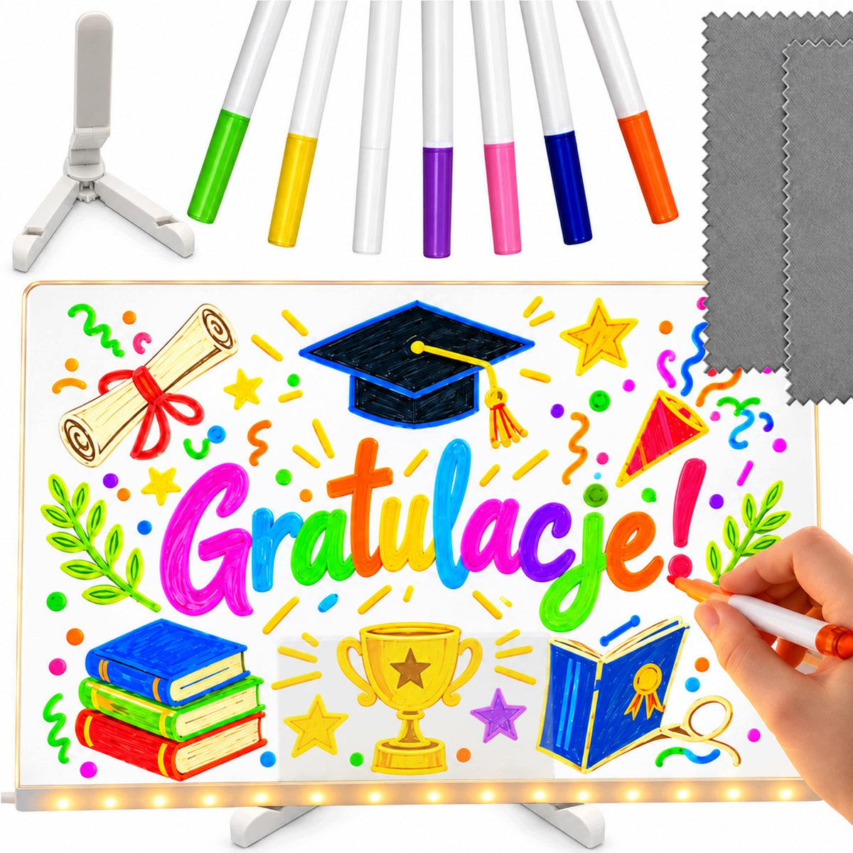 30X20 ILLUMINATED LED DRAWING BOARD WASHABLE GLOWING PENS SET