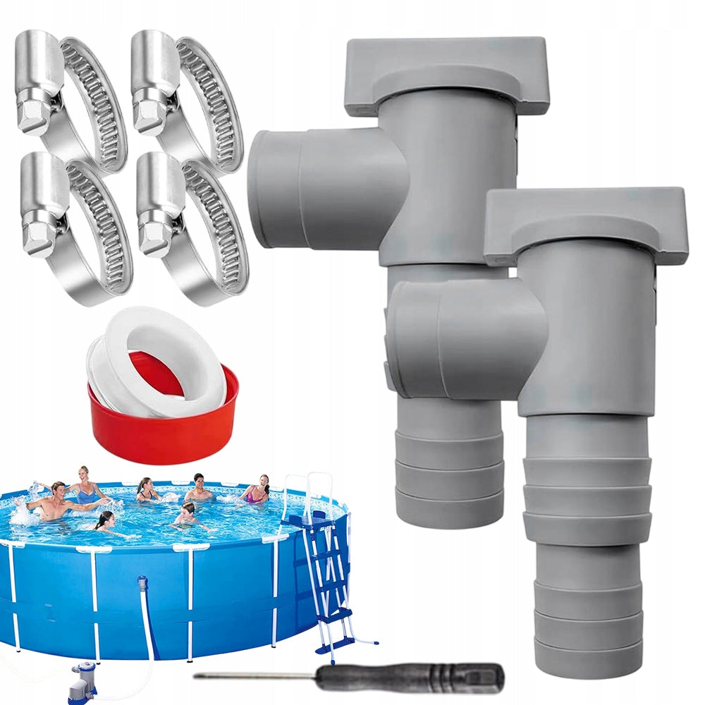 32 MM ADAPTER WITH PVC SHUT-OFF VALVE TO MAINTAIN THE ABOVE-GROUND POOL