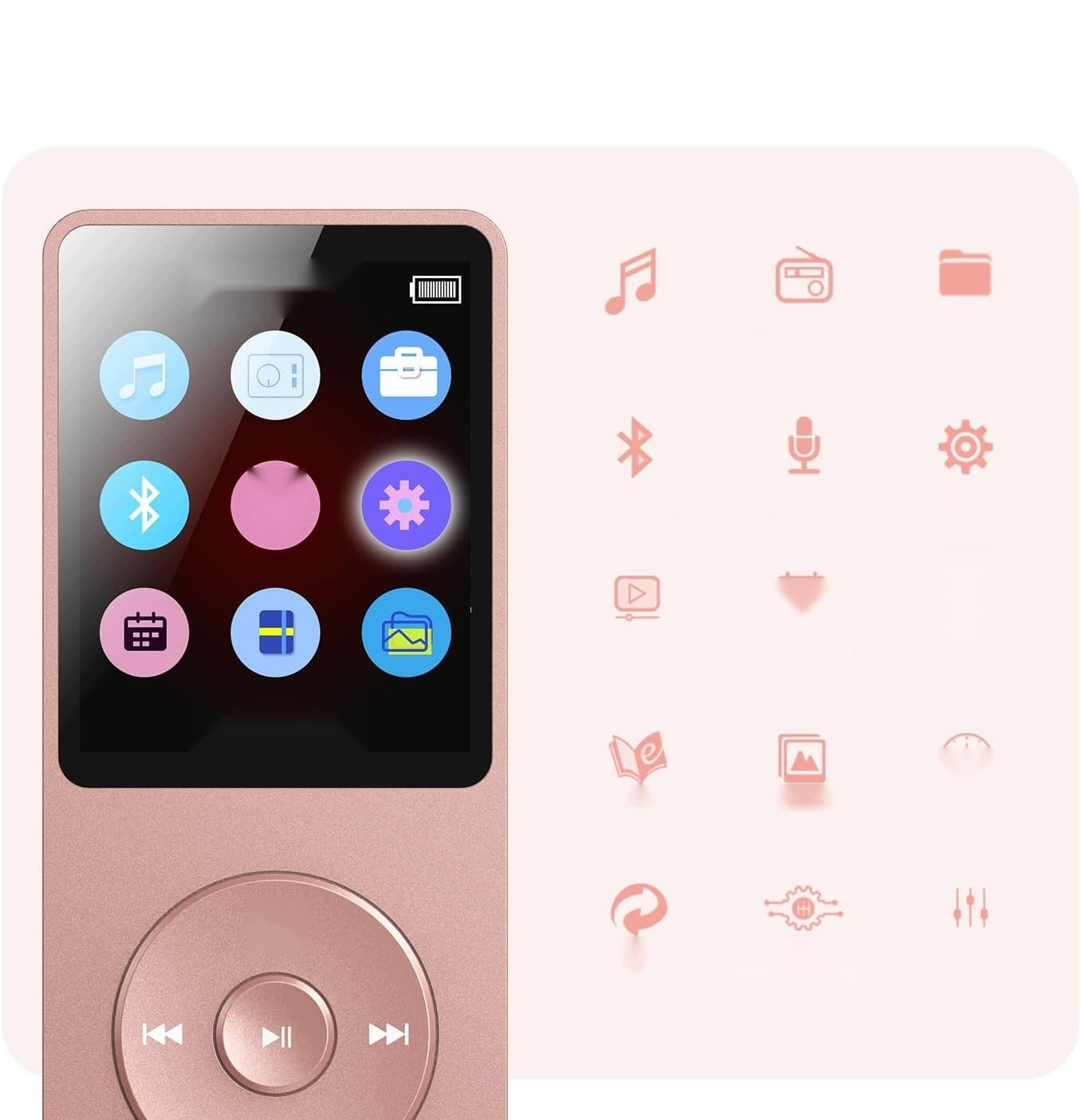 32GB BLUETOOTH PLAYER 5.3 RADIO FM PINK GOLD SOUND HI-FI LIGHT Brand no brand