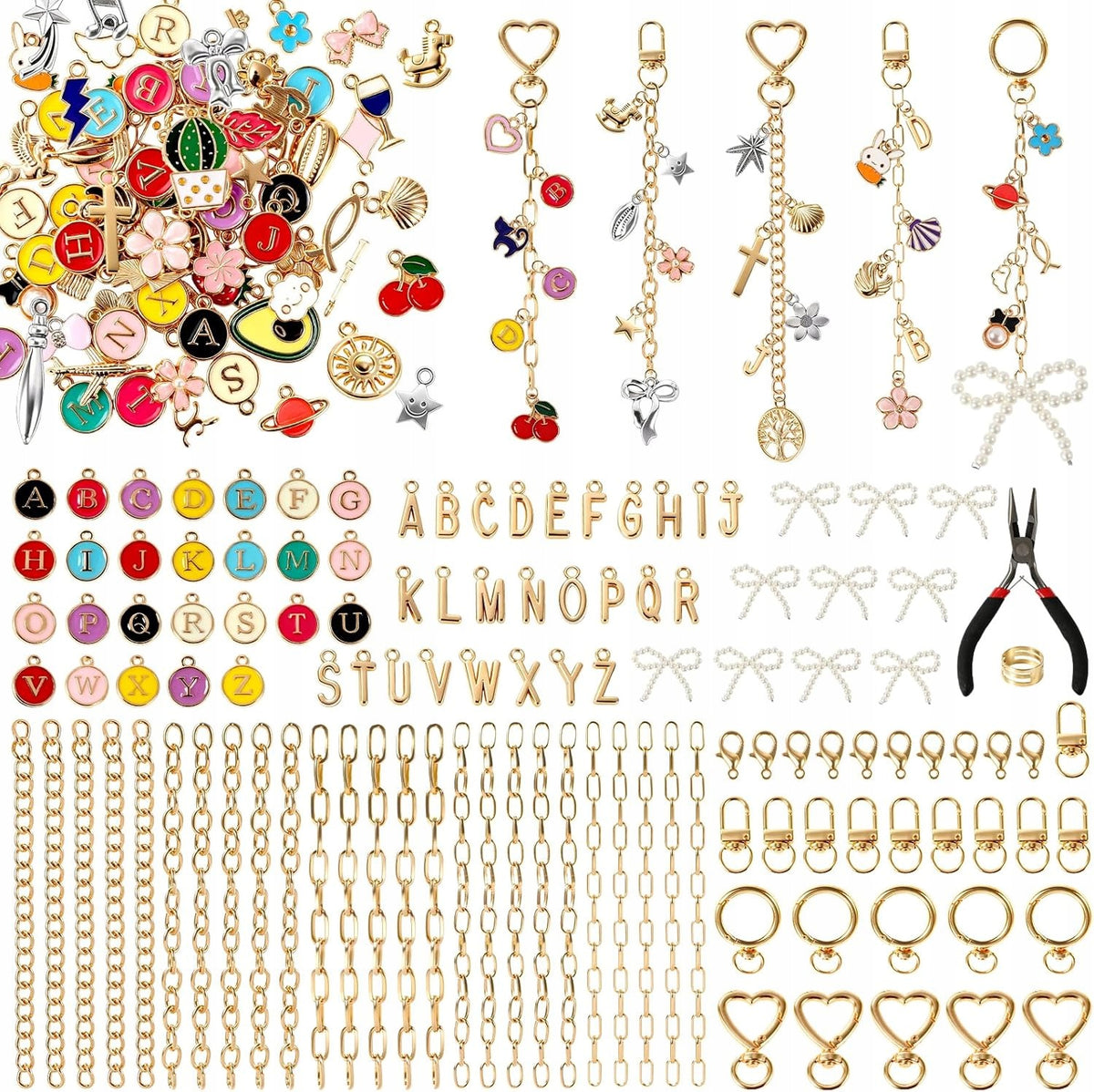 336pcs key chain making kit, D keychain making supplies