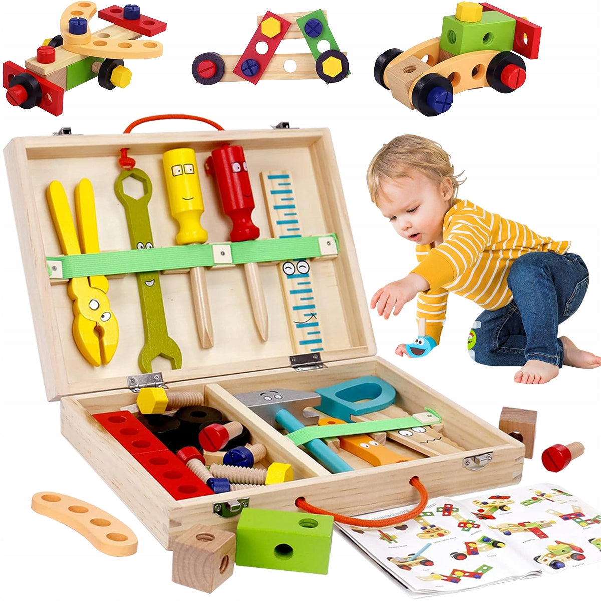 34X Wooden Tools Box DIY Workshop Set in Box