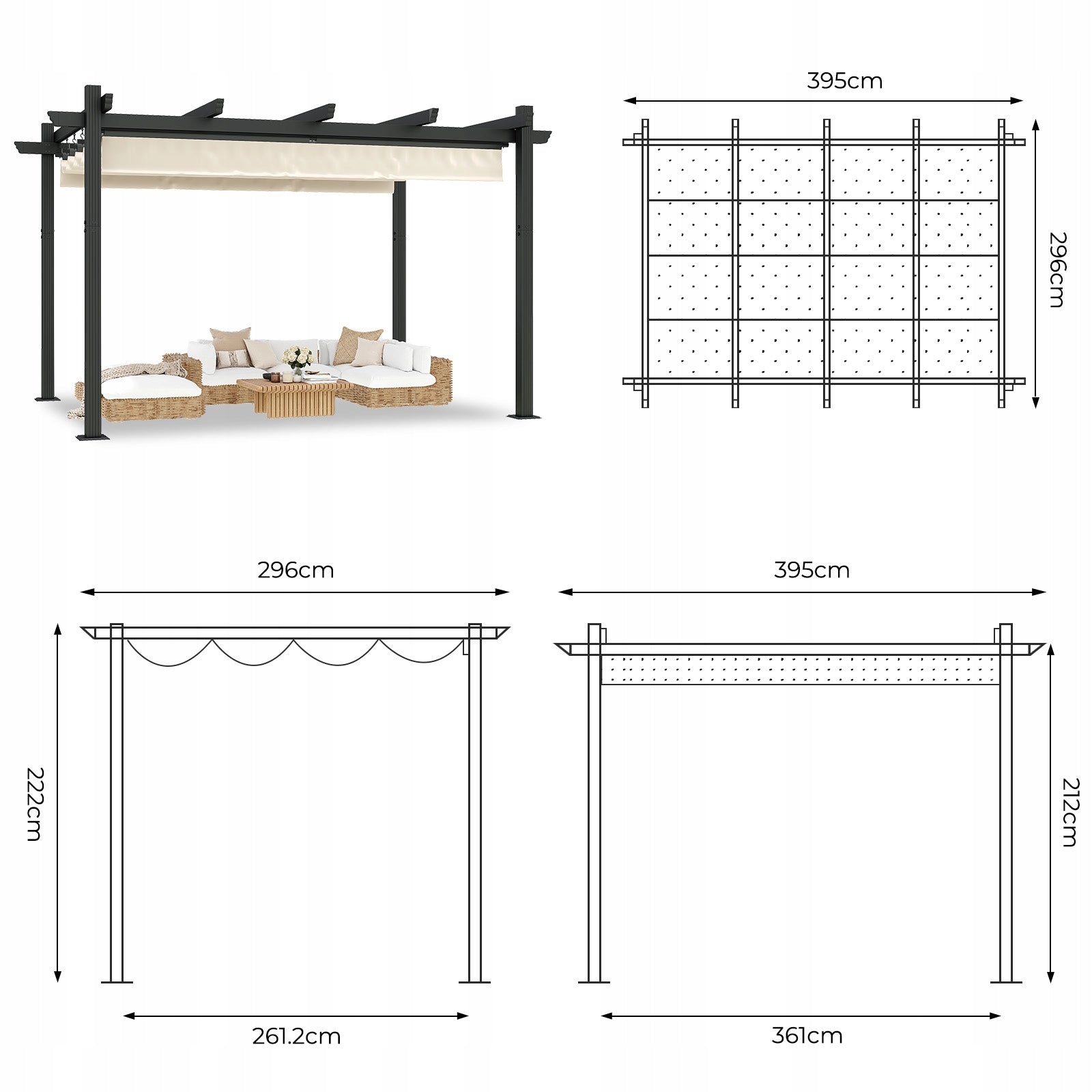 3×4m Tarasowa altana ogrodowa do organizacji przyjęć na świeżym powietrzu Type pavilion