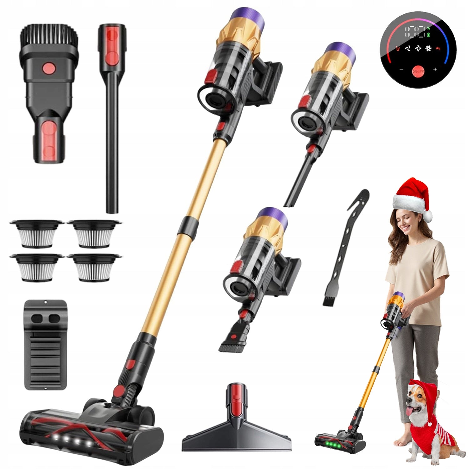 35KPA CORDLESS VACUUM CLEANER SUCTION 3 SPEEDS WITHOUT WRAPPING HAIR 110CM