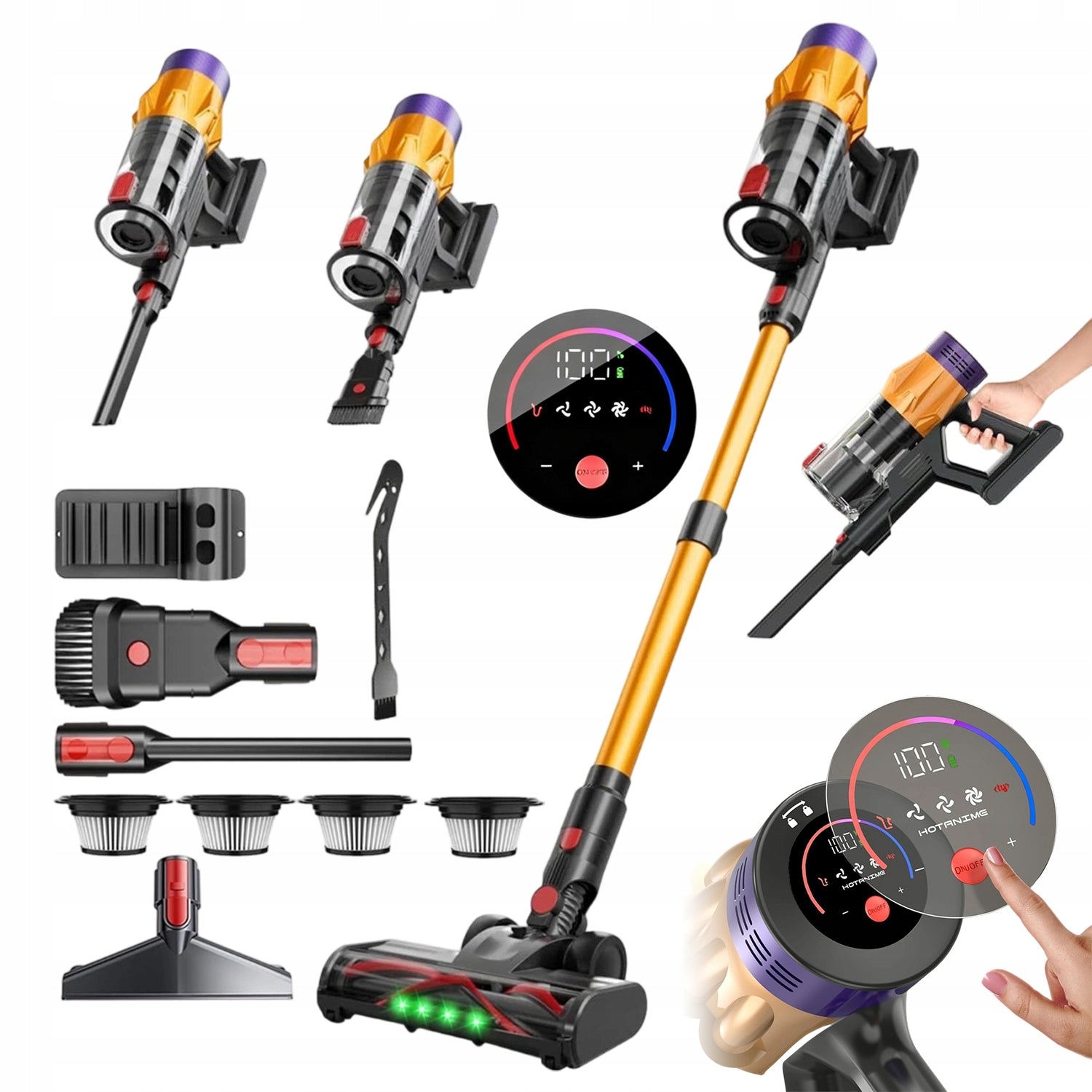 35KPA CORDLESS VACUUM CLEANER SUCTION 3 SPEEDS WITHOUT WRAPPING HAIR 110CM