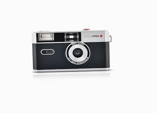 35MM COMPACT BLACK ANALOG CAMERA WITH FLASH FOR PHOTOGRAPHER