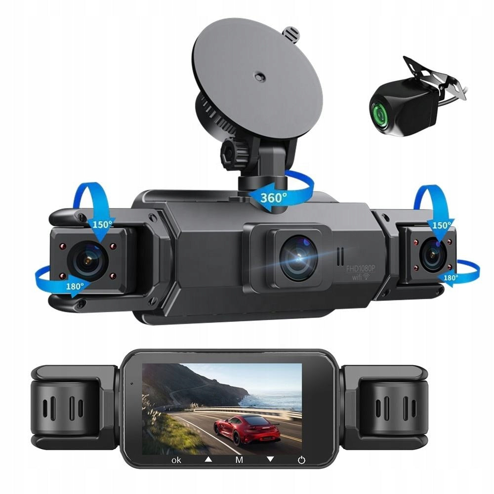 360° 4-Channel WiFi Camera GPS IR G-Sensor FHD Parking Menu PL iOS Manufacturer code 360° 4-Kanałowa WiFi GPS IR 128GB