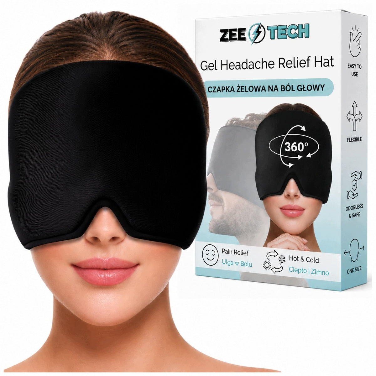 360° Soothing Cap for Headache Migraine Cooling Mask Gel Compress