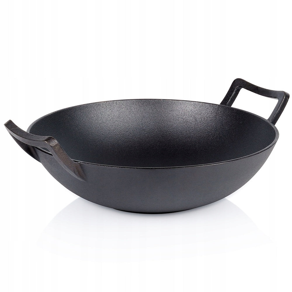 36CM CAST IRON INDUCTION WOK PAN FOR OVEN AND GRILL