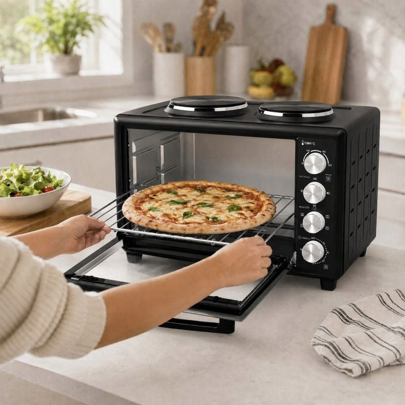 36L electric oven with 2 cooking plates and 90-230°C thermocouple Dominant color black