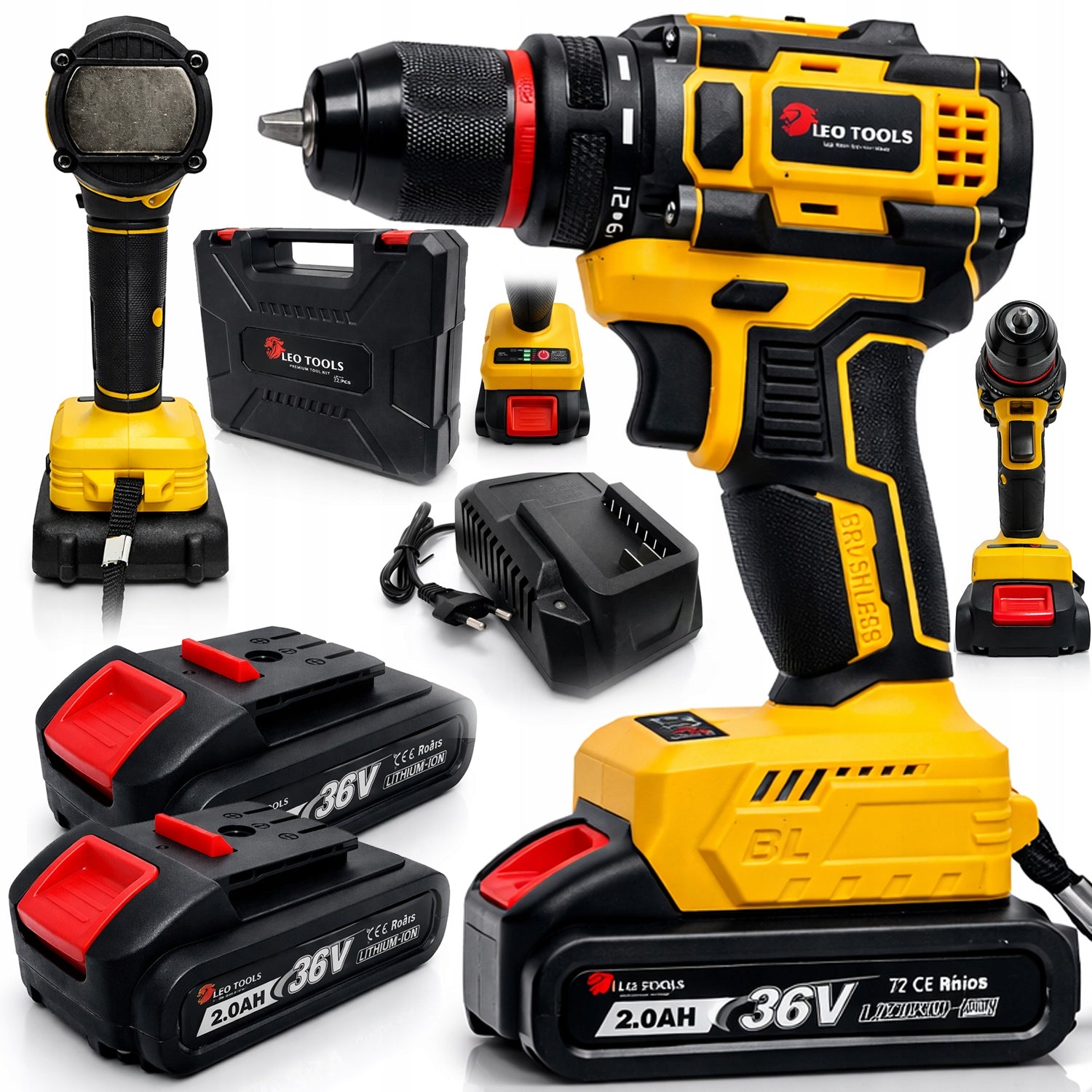 36V DRILL CORDLESS BRUSHLESS IMPACT LED SCREWDRIVER 2xAKU strong