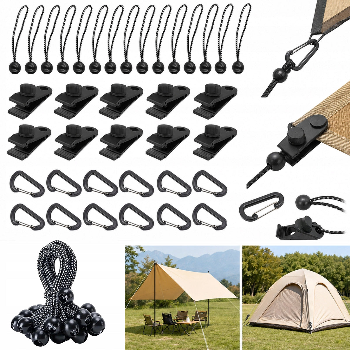 36X CLAMP CLIP TENSIONER FOR FIXING TARPAULINS AND AWNINGS–TWISTED HANDLE