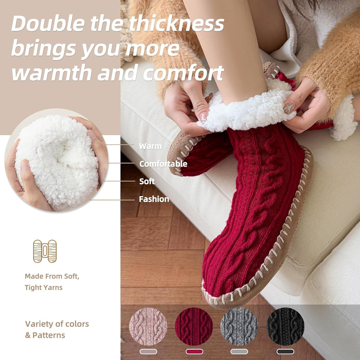 38/42 SOCKS WOMEN'S WINTER THICK WARM PLUSH BRAID Brand no brand
