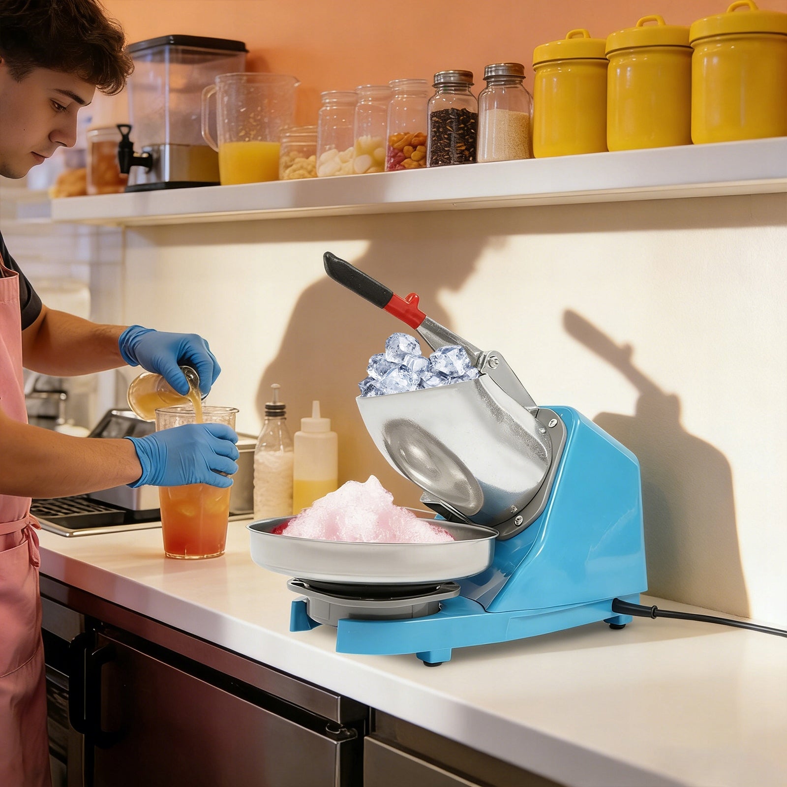 380W Electric Ice Crusher Double Stainless Steel Blade 2200 rpm 65kg/H Packaging status original