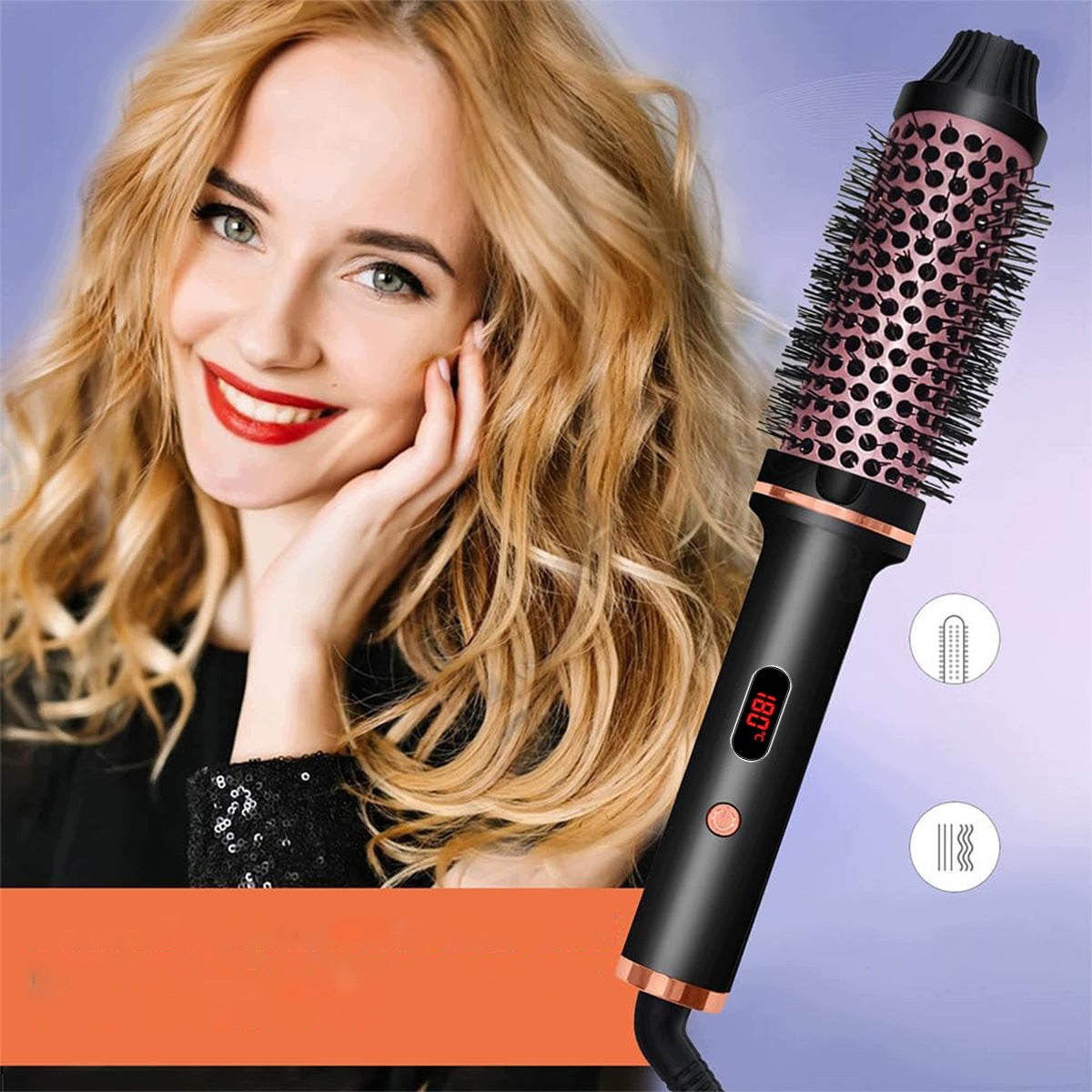 38mm Heated Brush Styler Curling Iron 3-in-1 for Short and Long Hair Brand no brand