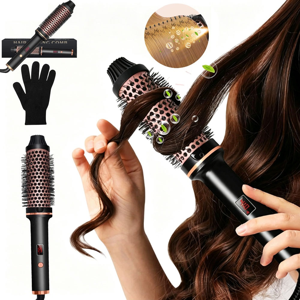 38mm Ionic Straightening Brush 3-in-1 210°C Black for Shiny Hair