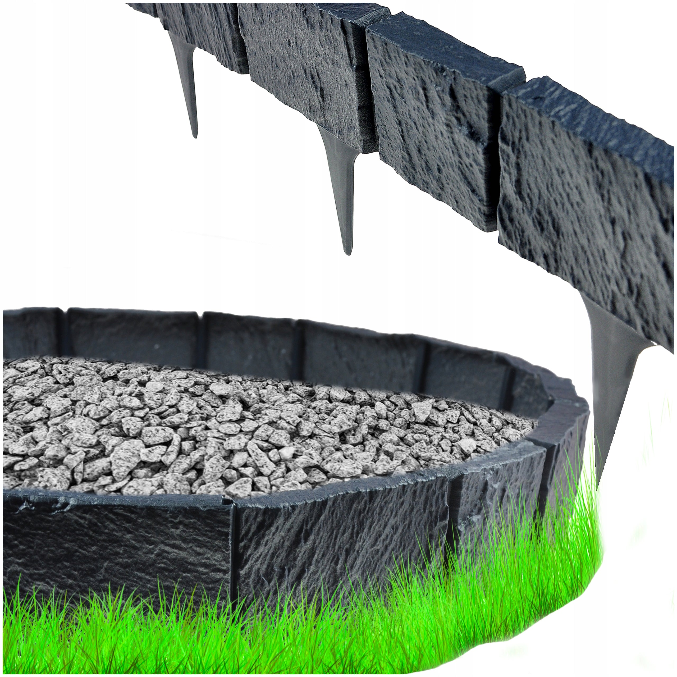 390 cm Beautiful GARDEN PALISADE Wide Rant STEIN Stone Cleaved Anthracite