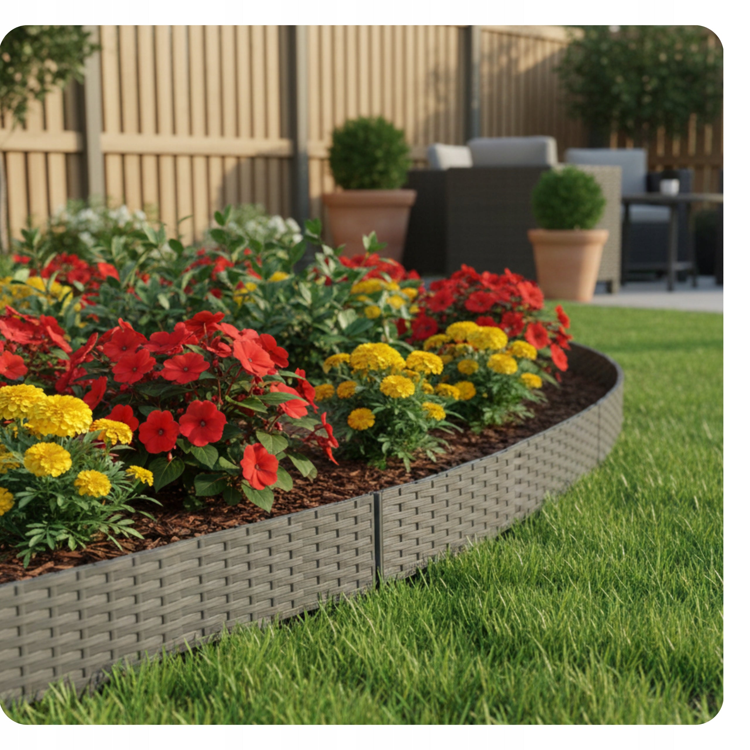 390 cm Lawn Band Garden Palisade Fence Rattan Grey Rim Manufacturer code płotek ogrodowy 3,9 metra RATAN szara