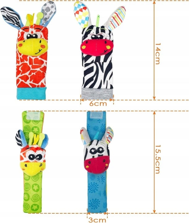 3D BABY SOCKS SENSORY RATCHET BANDS FOR FEET 4 PIECES Manufacturer code Skarpetki 3D Niemowlęce Opaski Grzechotki