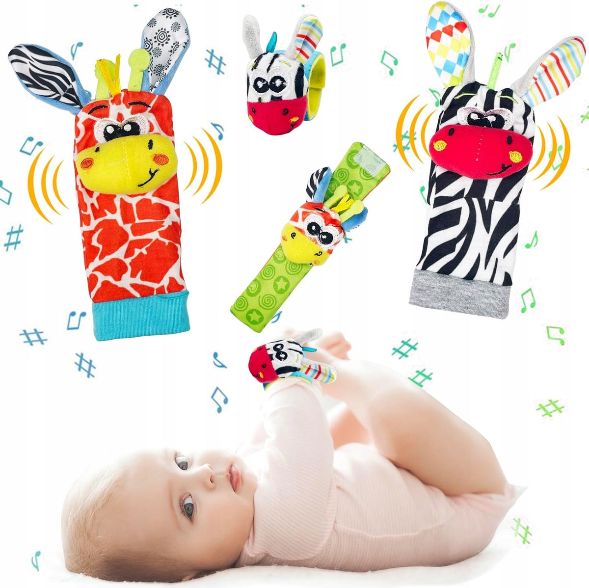 3D BABY SOCKS SENSORY RATCHET BANDS FOR FEET 4 PIECES