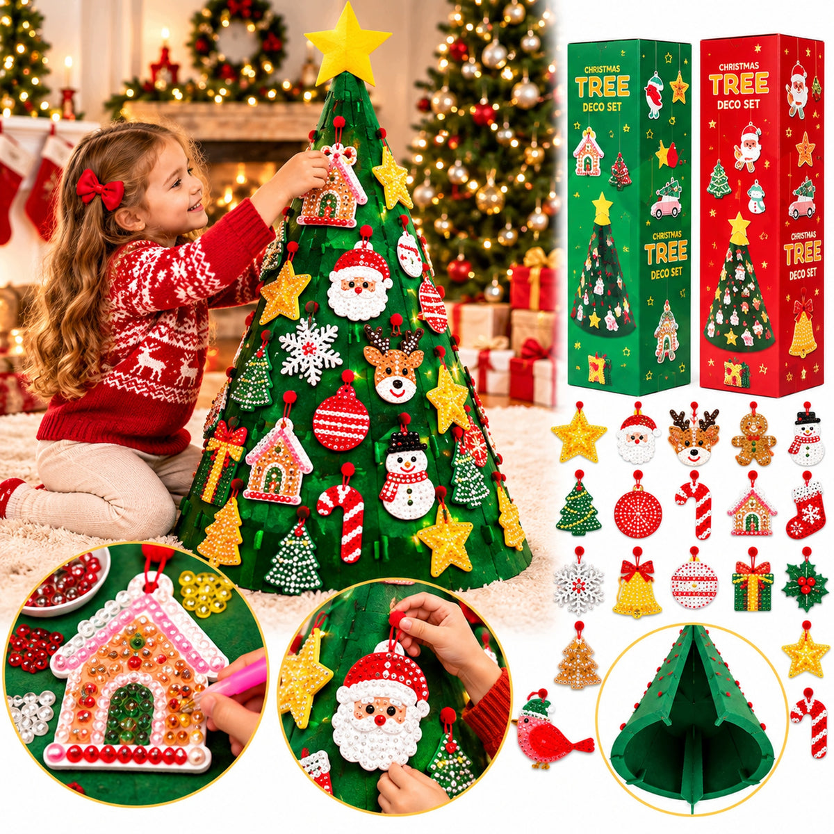 3D Christmas Tree For Kids Self Decorating Christmas Ornaments 60x50 Packaging status original