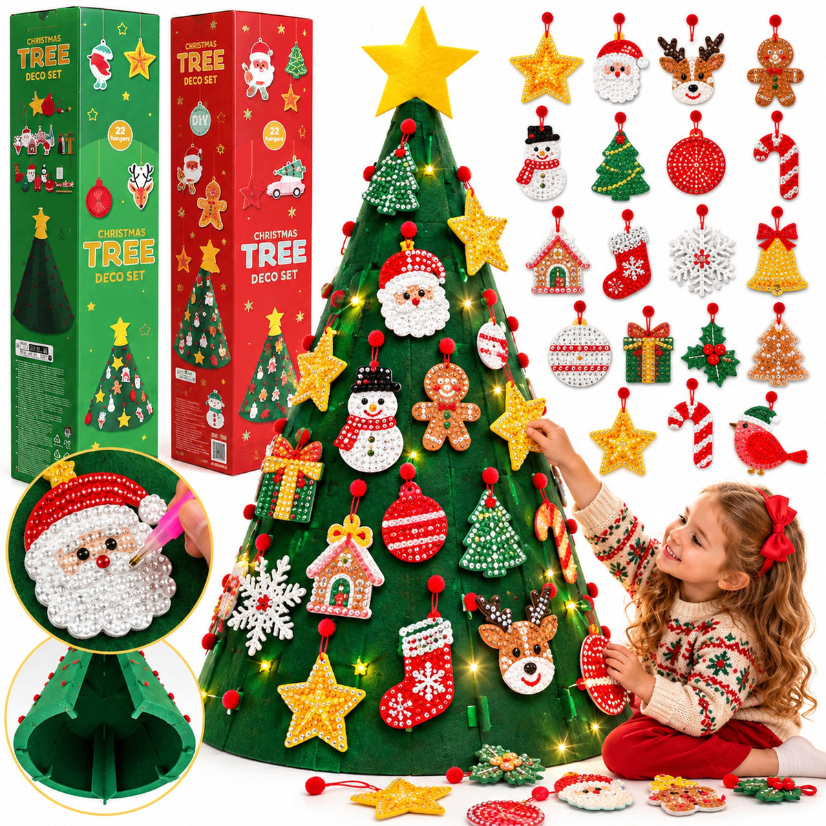 3D Christmas Tree For Kids Self Decorating Christmas Ornaments 60x50