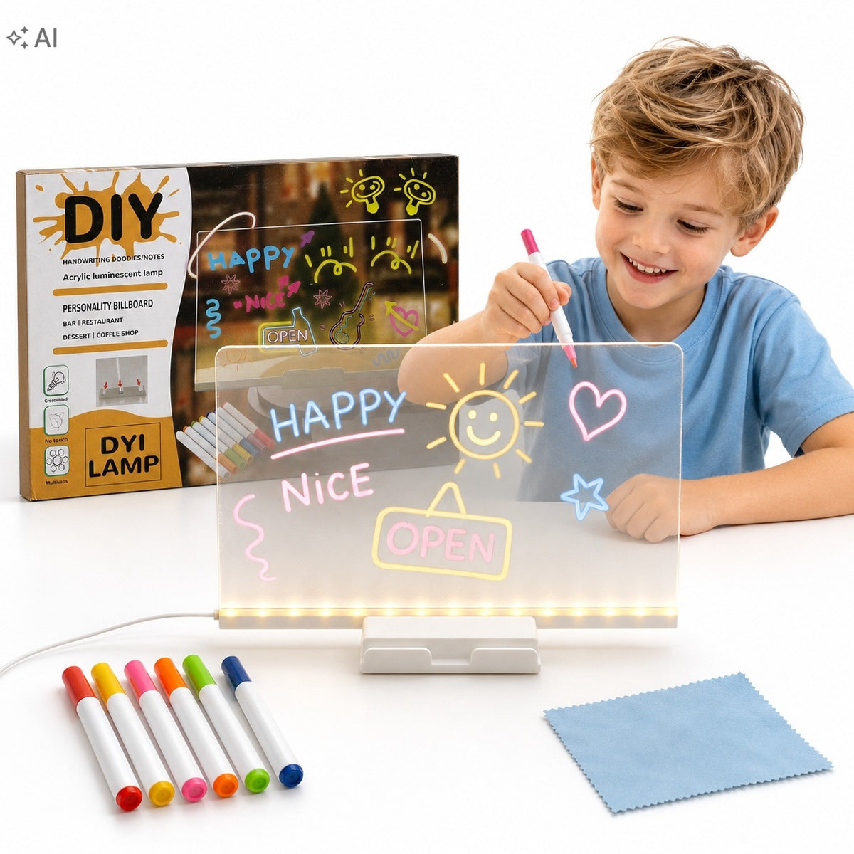 3D DRAWING AND WRITING LED BOARD ERASABLE WITH BACKLIT PENS