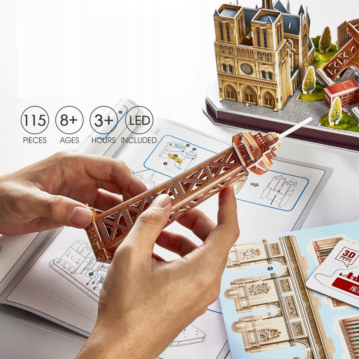 3D LED PUZZLE - CUBIC FUN - 115 el. - CityLine Architecture Model - PARIS EAN (GTIN) 6944588205256