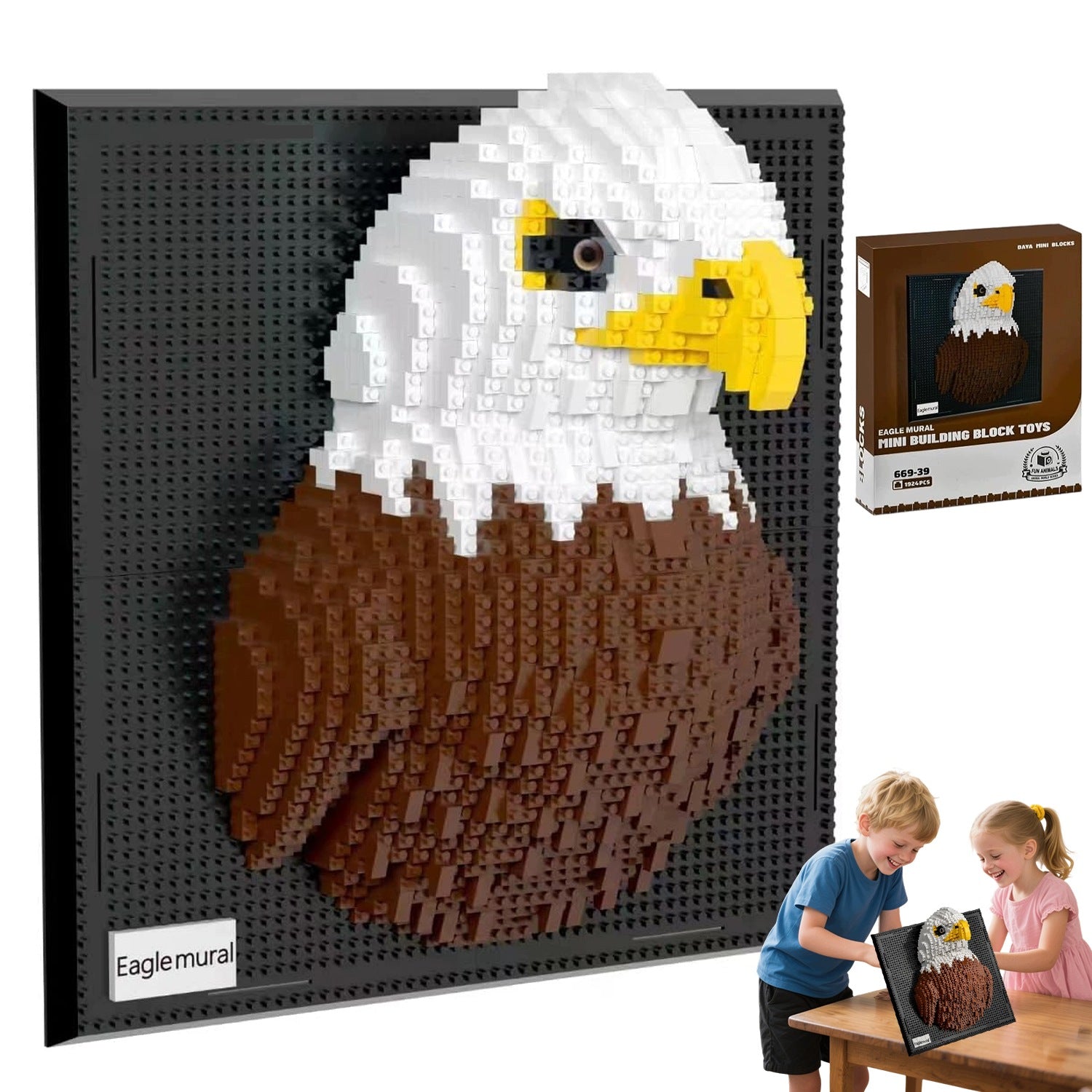 3D Picture With Blocks Eagle 1924 Mini Elements Decoration For Living Room And Office