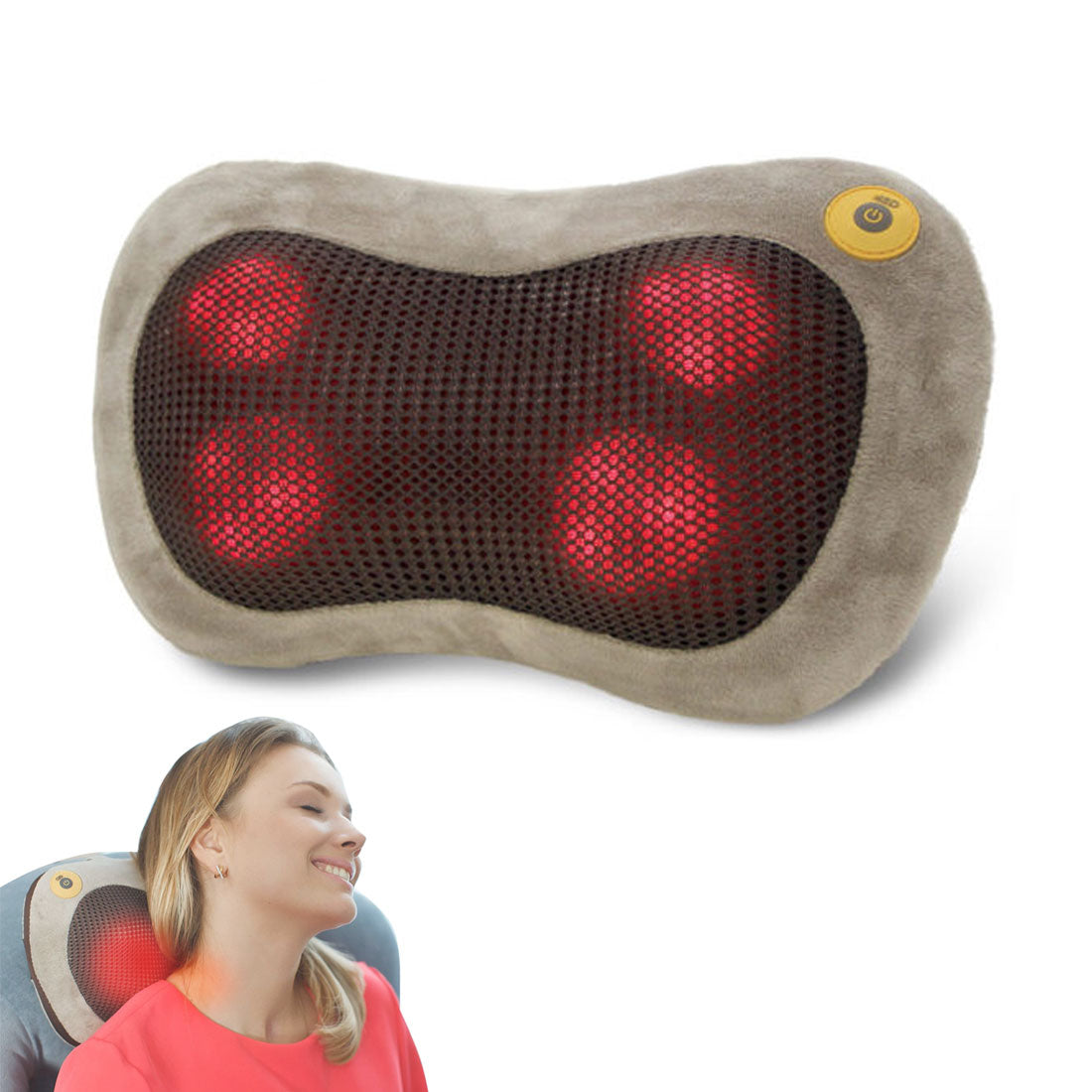 3D SHIATSU MASSAGE PILLOW FOR BACK NECK MASSAGER