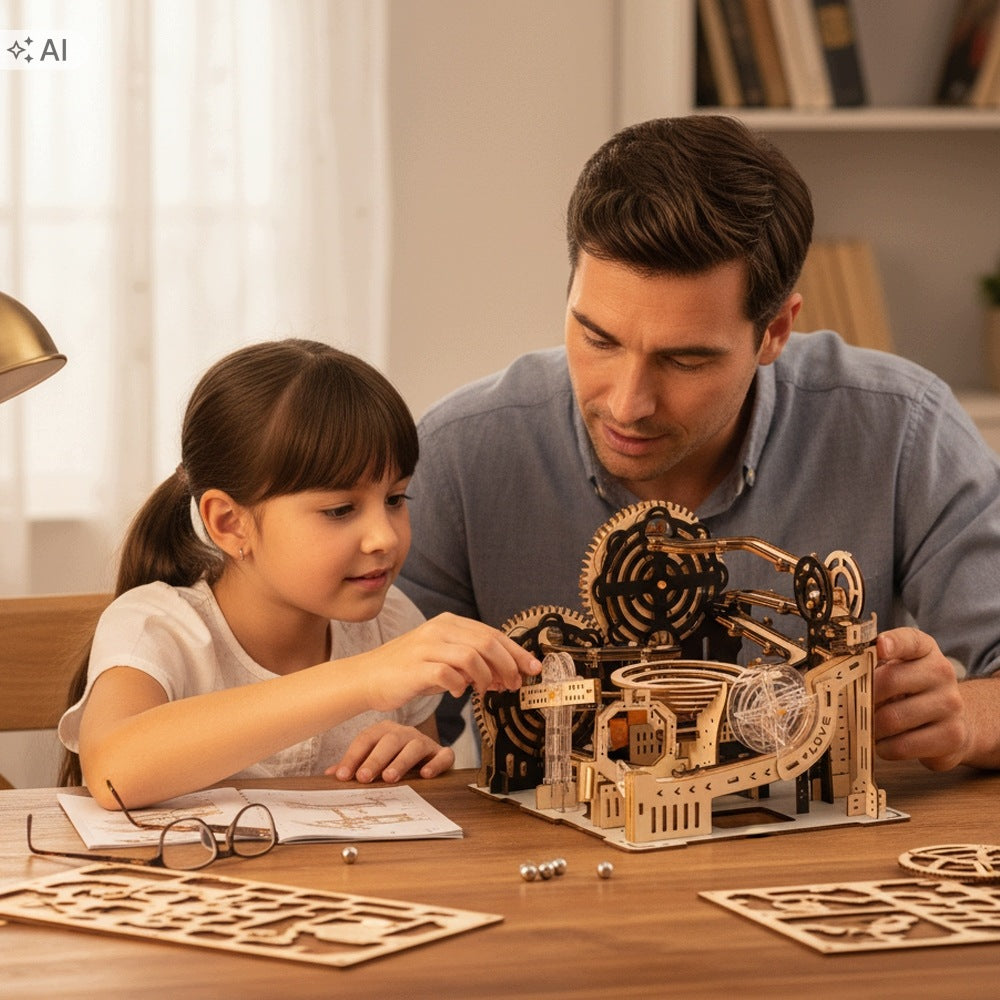 3D Wooden Puzzle Building Model Kit Electric Motorized Marble Run Toys Manufacturer code 13032-A-BATTERYDRIVEN
