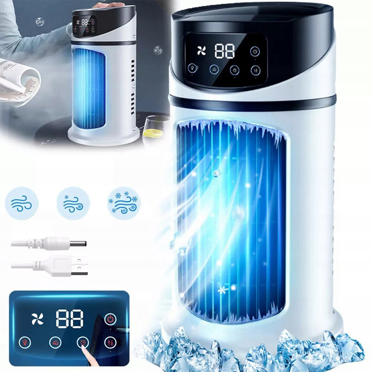 3IN1 AIR CONDITIONER PORTABLE USB FOR WATER ICE COOLING FAN Brand no brand