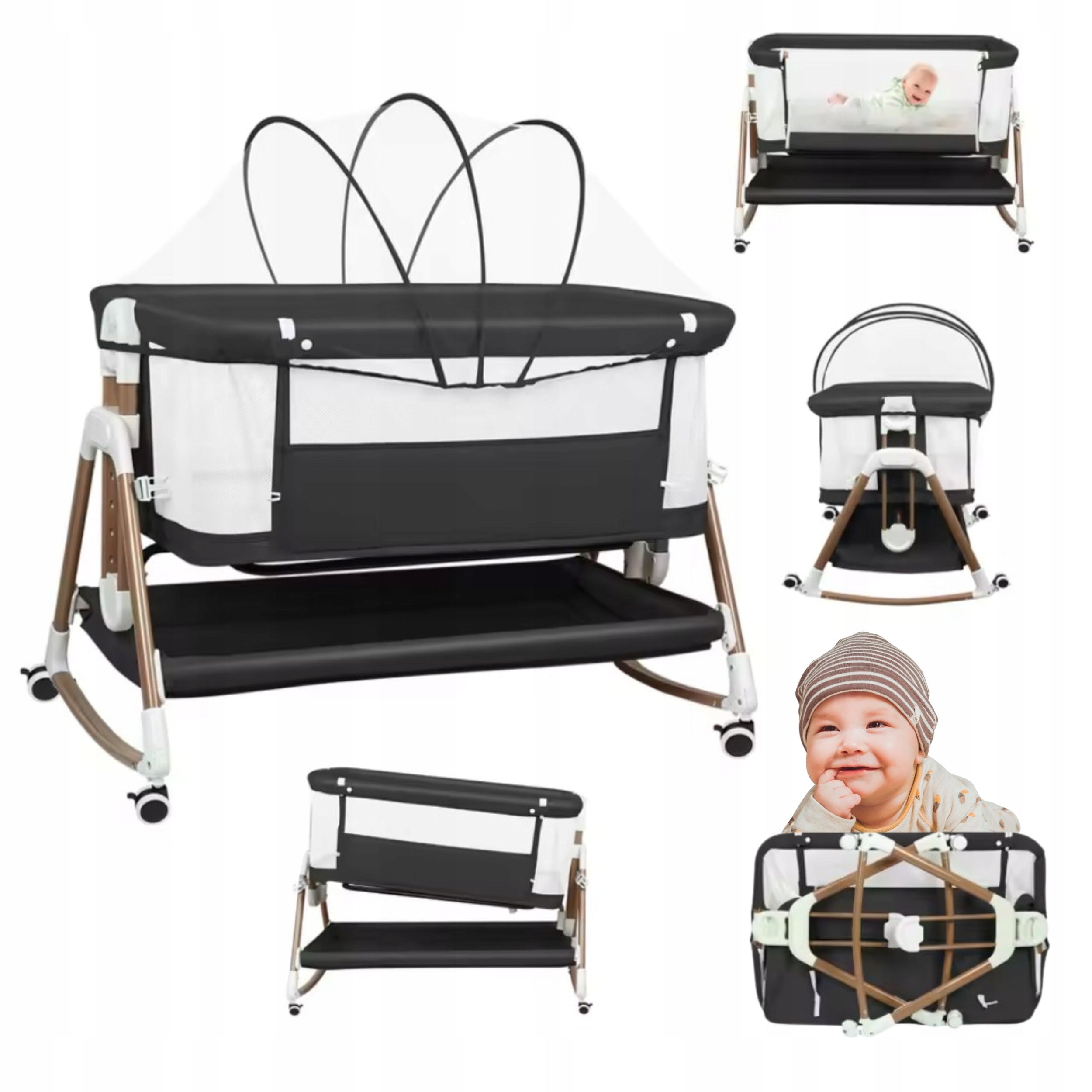3IN1 BABY BED CRIB SUPPLIES MULTIFUNCTIONAL ADJUSTABLE FOLDING