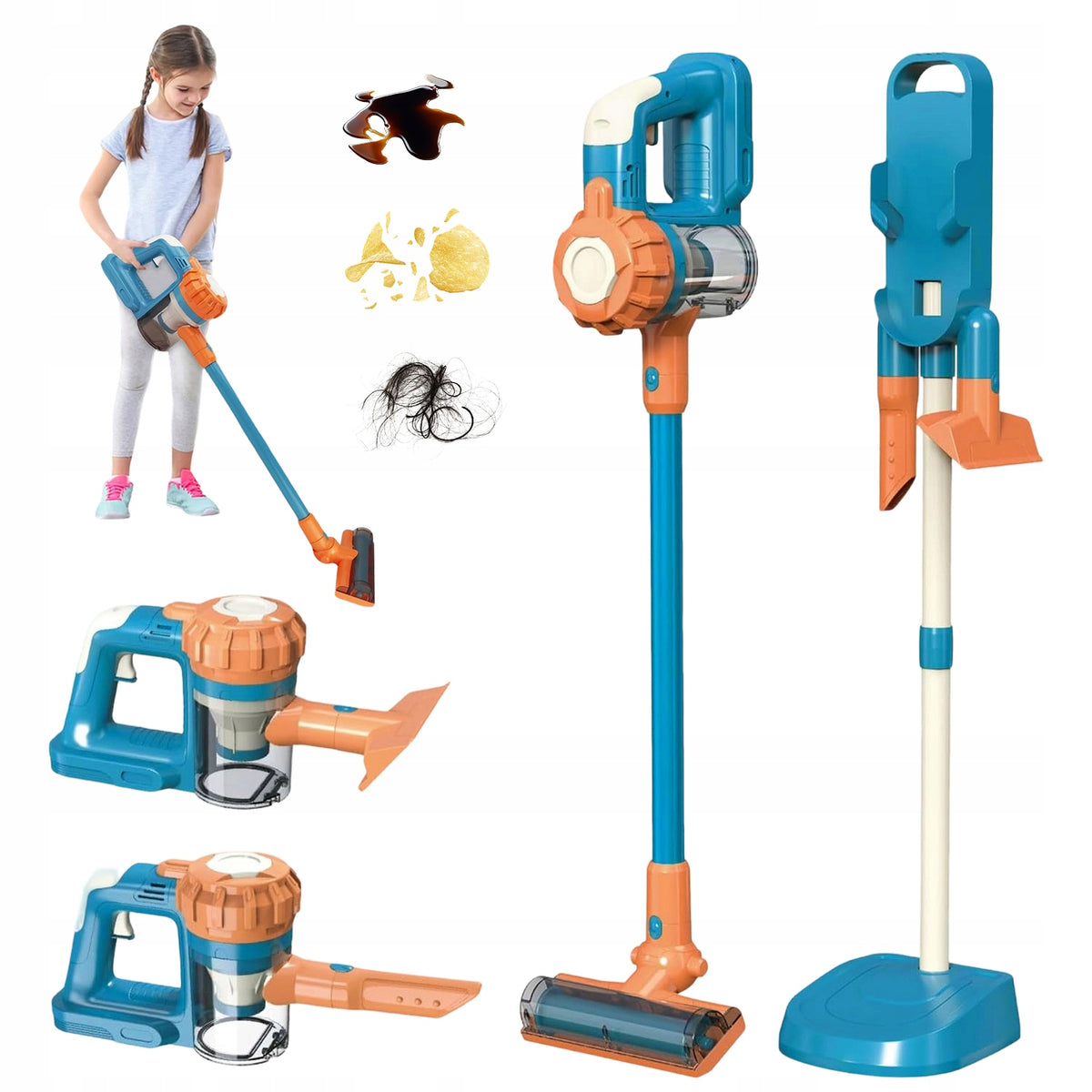 3IN1 CHILDREN'S VACUUM CLEANER TOY WITH INTERCHANGEABLE TIPS REALISTIC FUN