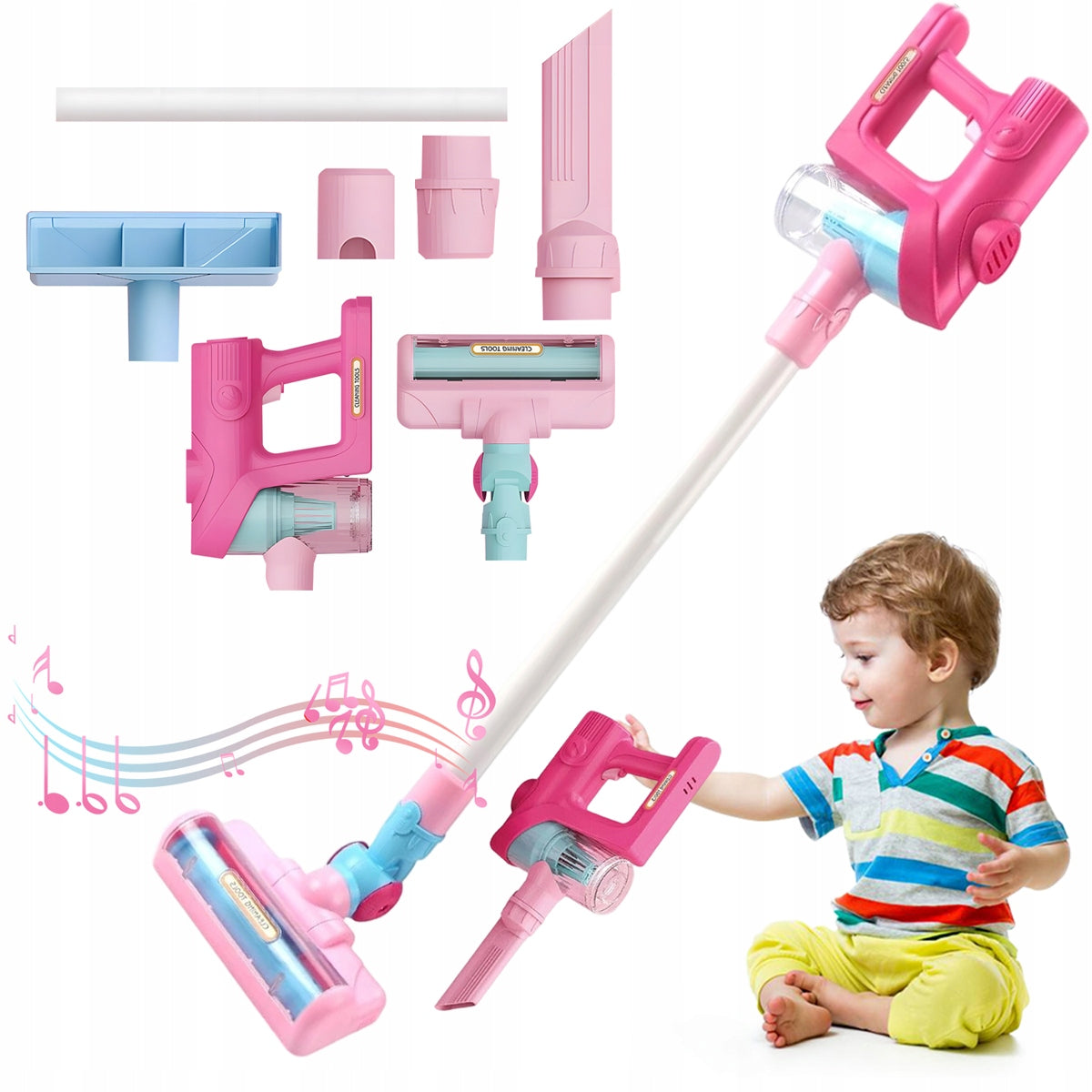 3IN1 CORDLESS UPRIGHT VACUUM CLEANER TOY SET WITH SOUND