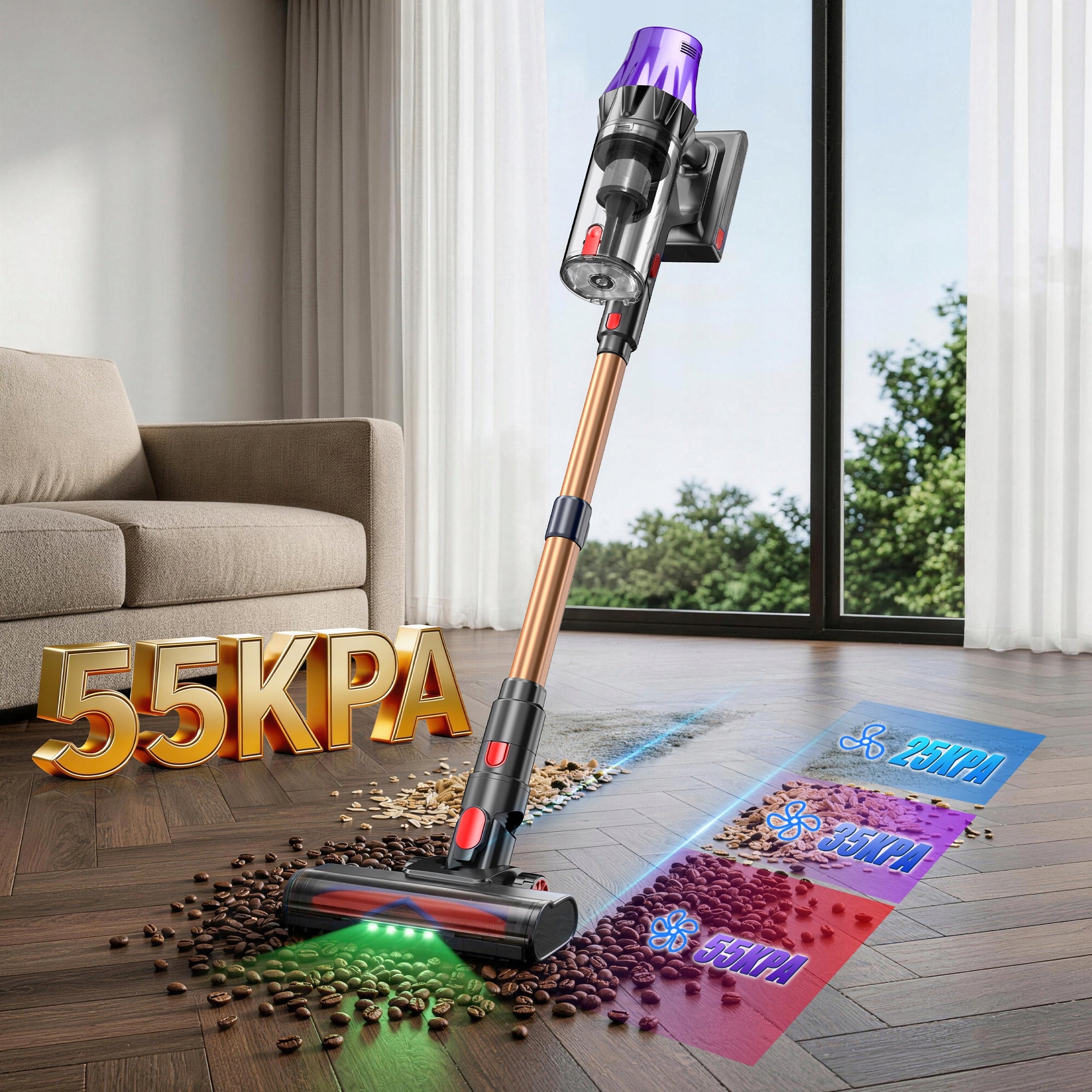 3IN1 HANDHELD LED UPRIGHT VACUUM CLEANER BLOSSOM V20 650W 55KPA 65MIN Manufacturer code Vacuum Cleaner-V20-Purple+Gold