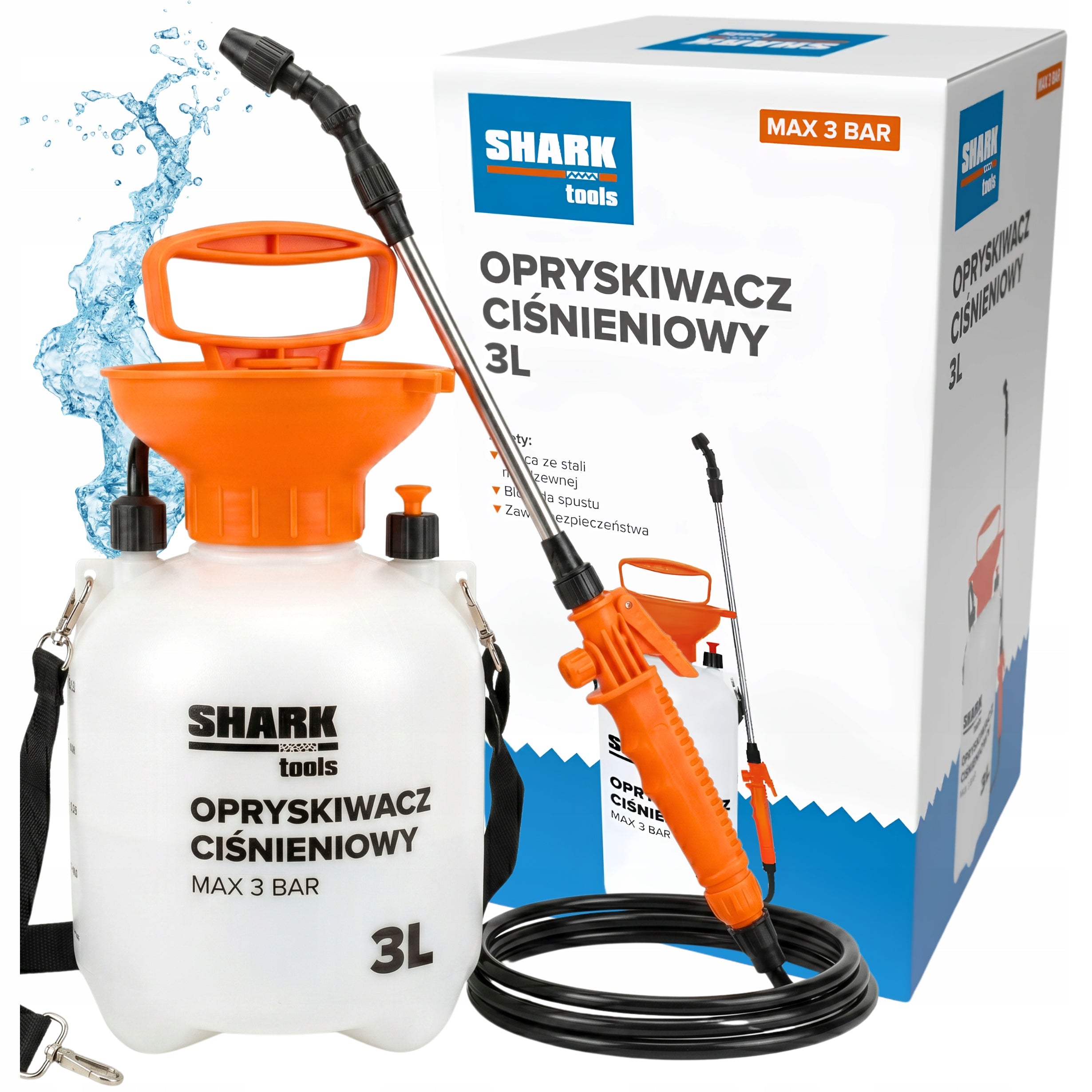 3L GARDEN HANDHELD PRESSURE SPRAYER WITH ADJUSTABLE LANCE SPRAY NOZZLE