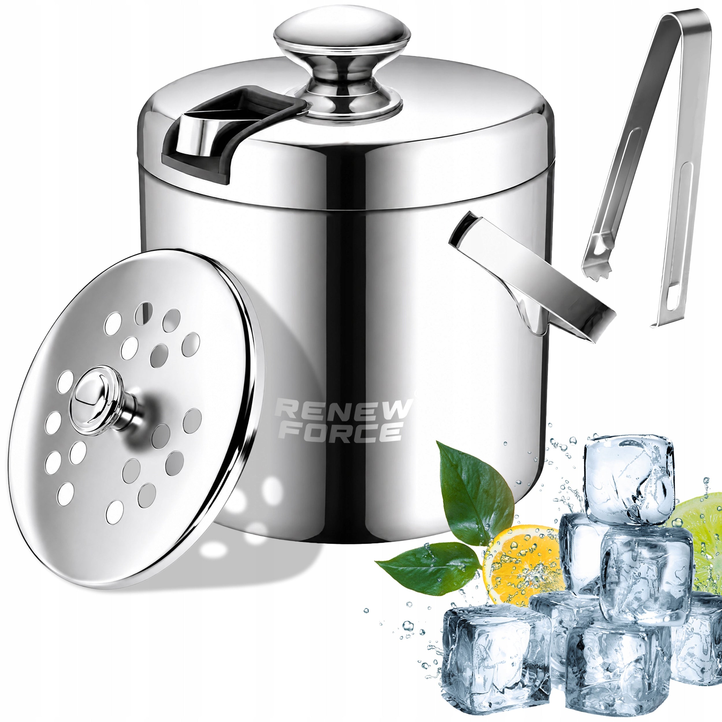 3L ICE CONTAINER Satin LARGE COOLER ICE BUCKET XXL + PLIERS