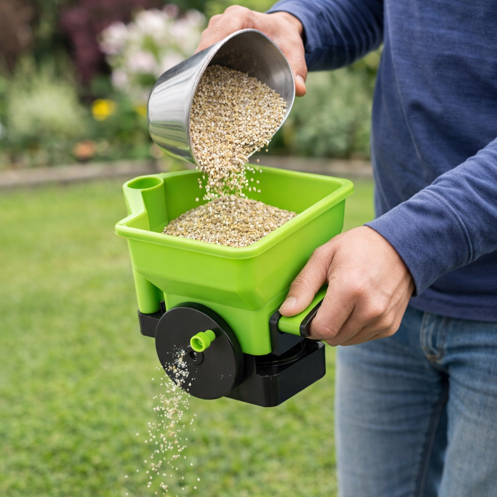 3L MANUAL SEED DRILL FOR VEGETABLE GRASS SEEDS SAND SALT FERTILIZER SPREADER Packaging status original