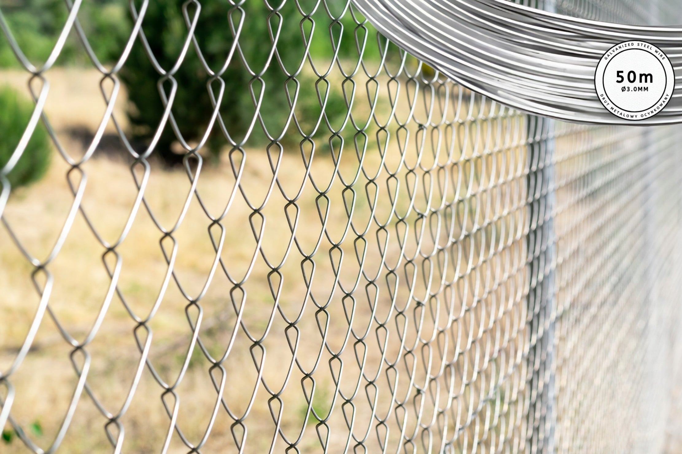3MM GALVANIZED MESH TENSION WIRE 50M STEEL STRONG FENCE Manufacturer code ocfi350