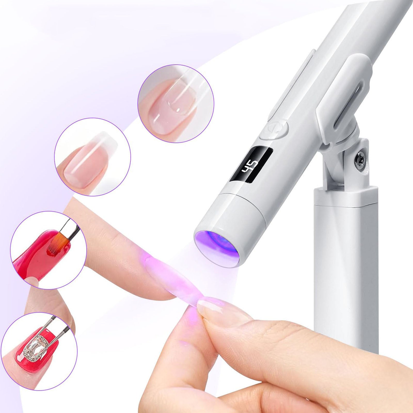 3W Mini LED + UV Nail Lamp for Gel Curing (with Stand) Manufacturer code Uchwyt,lampy do paznokci biały 3w