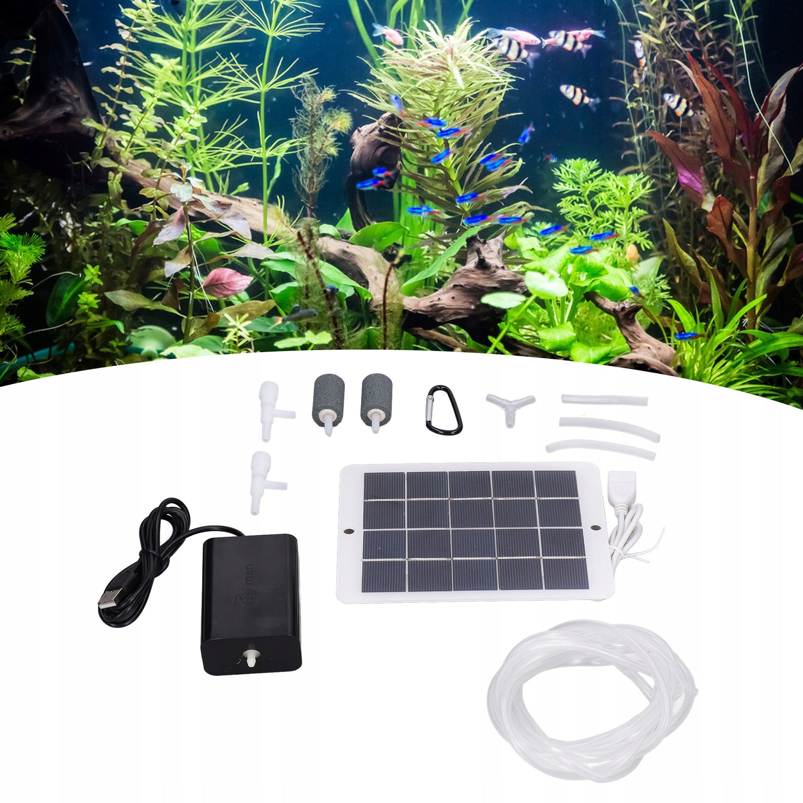 3W SOLAR OXYGEN PUMP POND AERATOR WITH HOSE SOLAR PANEL Manufacturer no brand