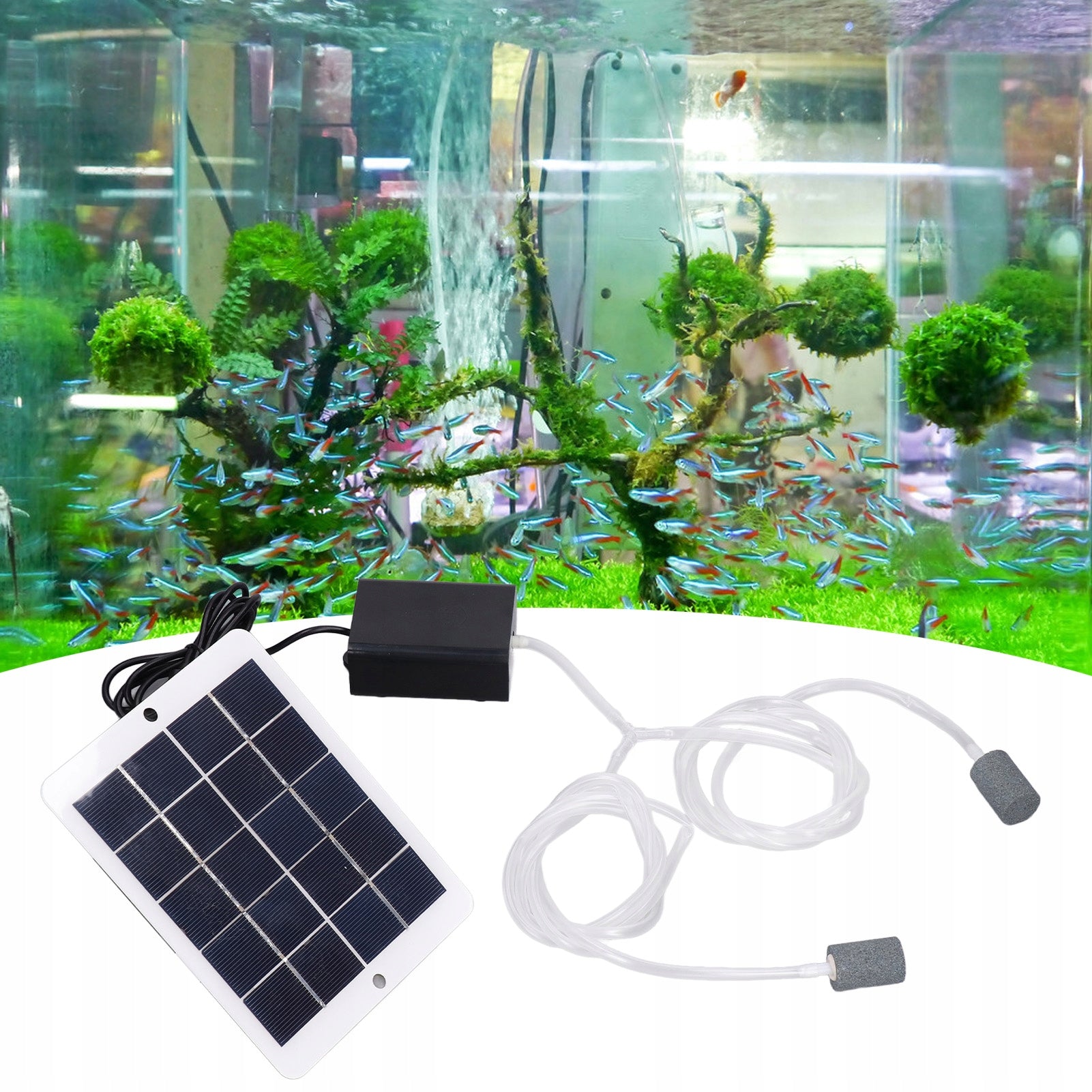3W SOLAR OXYGEN PUMP POND AERATOR WITH HOSE SOLAR PANEL Packaging status original