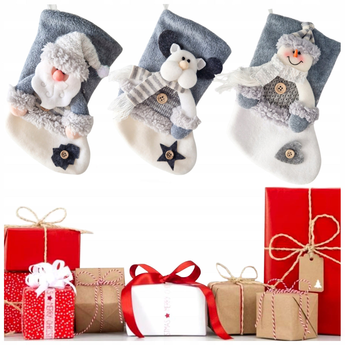 3X CHRISTMAS SOCK FOR GIFT Large Decorative FOR FIREPLACE Decorative Window
