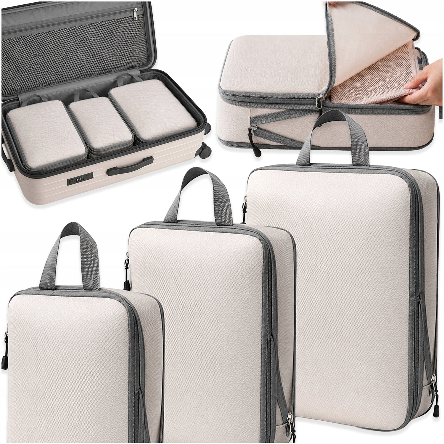 3X COMPRESSION ORGANIZER CLOTHES PACKING KIT FOR CLOSET BAG SUITCASE Manufacturer code ZESTAW ORGANIZERÓW KOMPRESYJNYCH 3SZT MEMFLOW