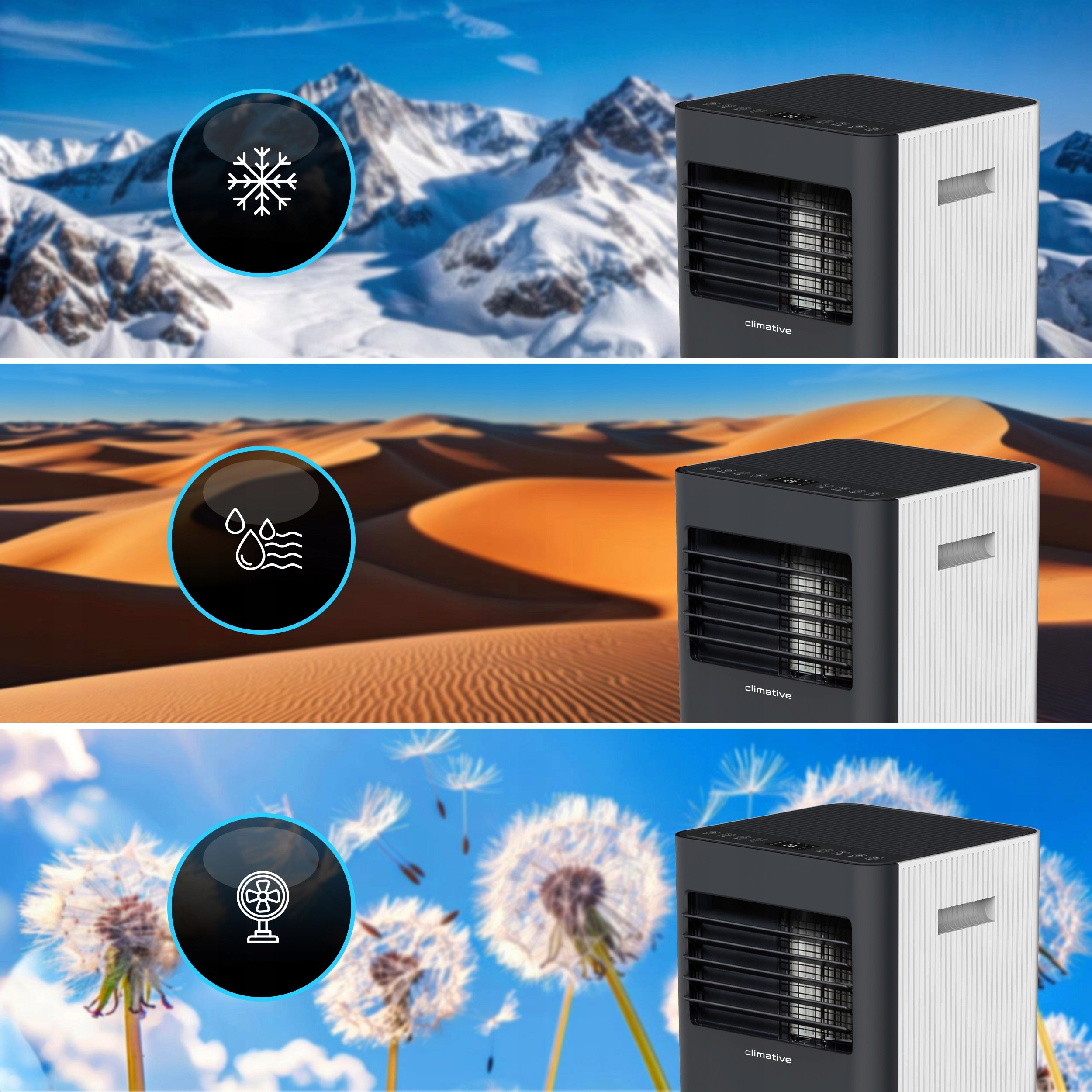 3in1 Air Conditioner Portable Room DUO 3kW WiFi Quiet Dehumidifier Seal Cooling power 2930 W