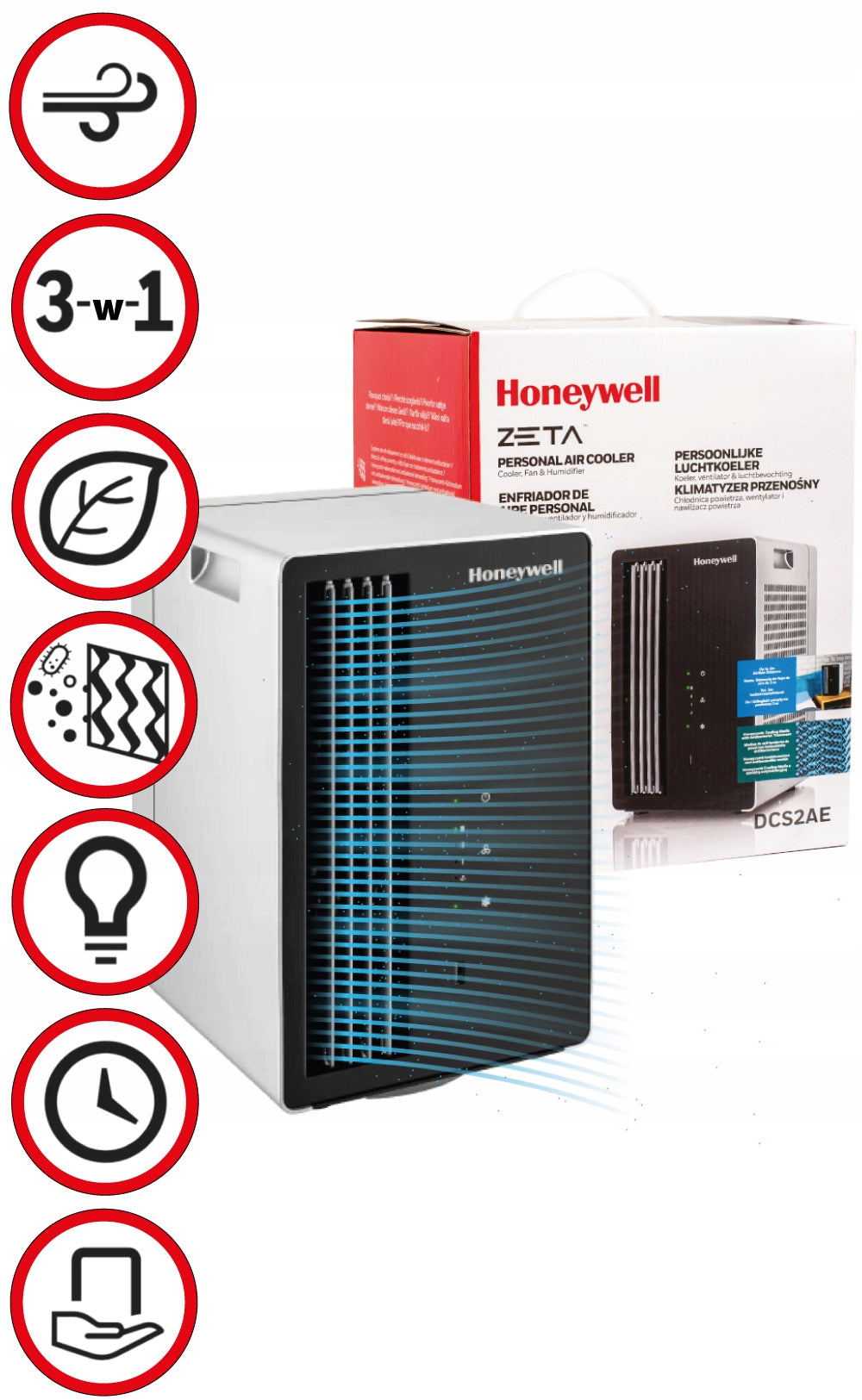 3in1 DESK EVAPORATIVE AIR CONDITIONER HONEYWELL ZETA Model DCS2AE