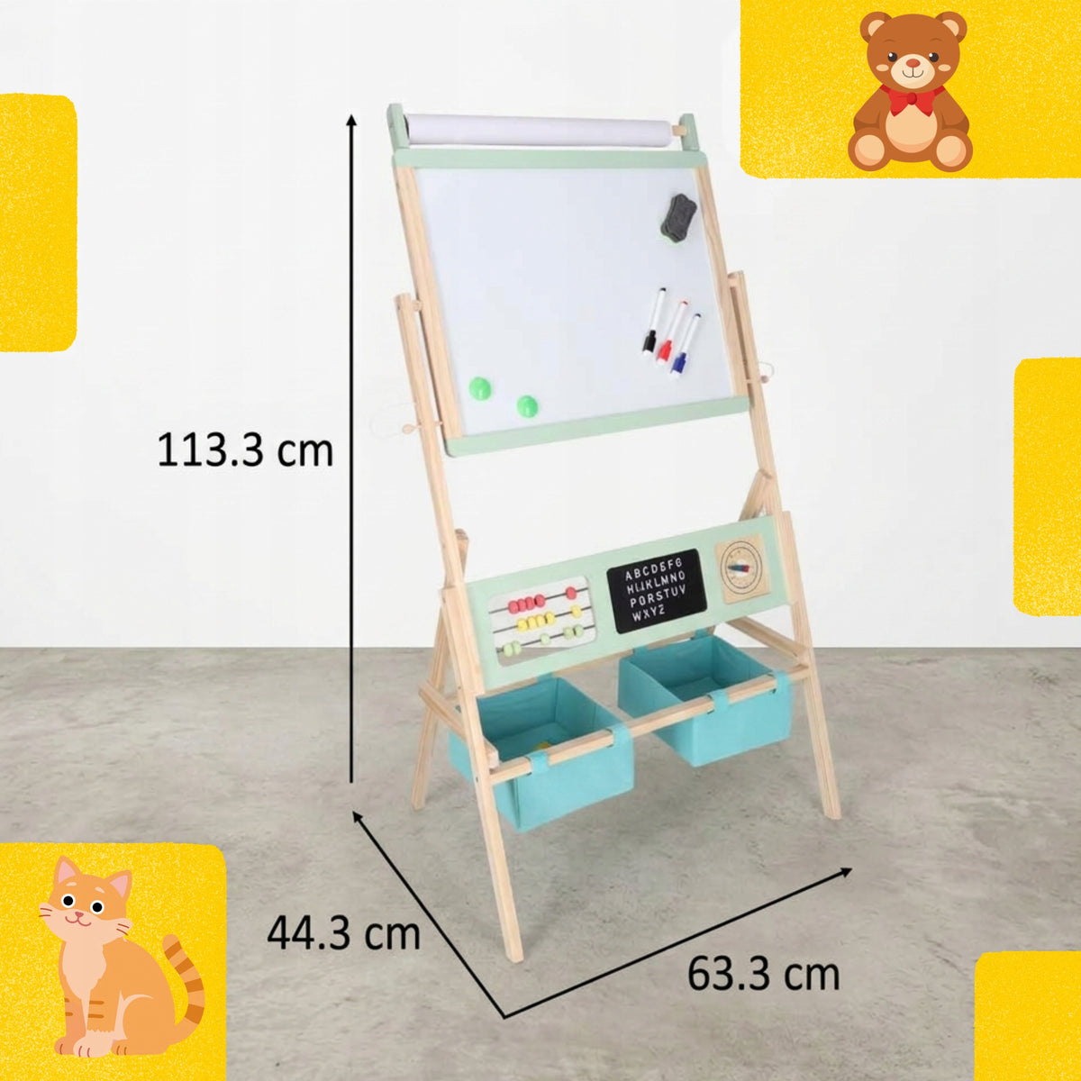 3in1 Educational Board for Kids Wooden Magnetic Chalkboard Manufacturer code Tablica dla dzieci