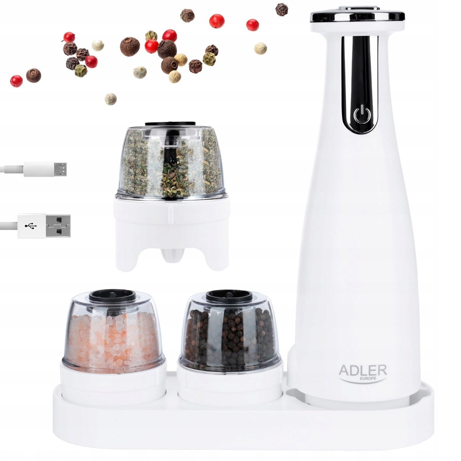 3in1 Electric Pepper Salt Spice Grinder - Set of 3 Grinders - USB