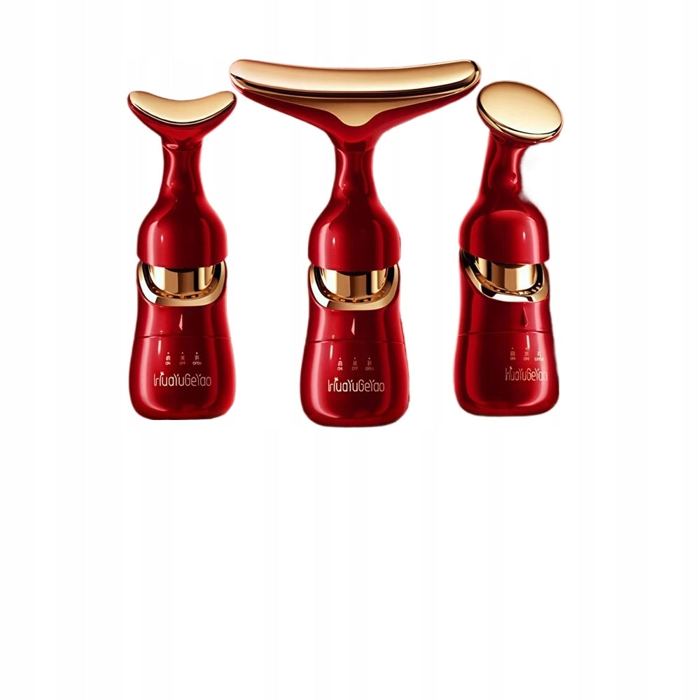 3in1 FACE LIFTING MASSAGER NECK VIBRATION FOR WRINKLES 3 OVERLAYS Packaging status original